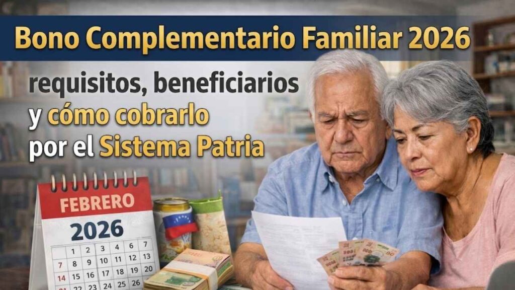 Bono Complementario Familiar 2026: requisitos, beneficiarios y cómo cobrarlo por el Sistema Patria